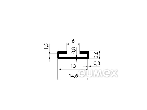Silikónový profil tvarový, 3,6x14,6/6mm, 40°ShA, -60°C/+180°C, čierny (RAL 9005)